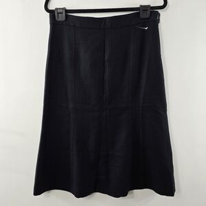 Pendleton Virgin Wool Skirt Fluted Solid Black Business Office Work Professional